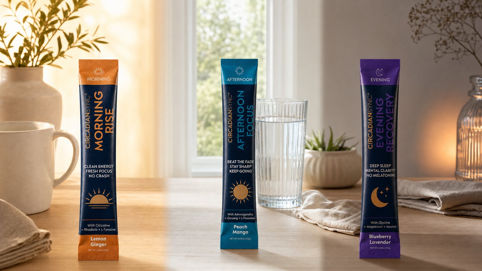 All three CircadianSync formulas in natural light